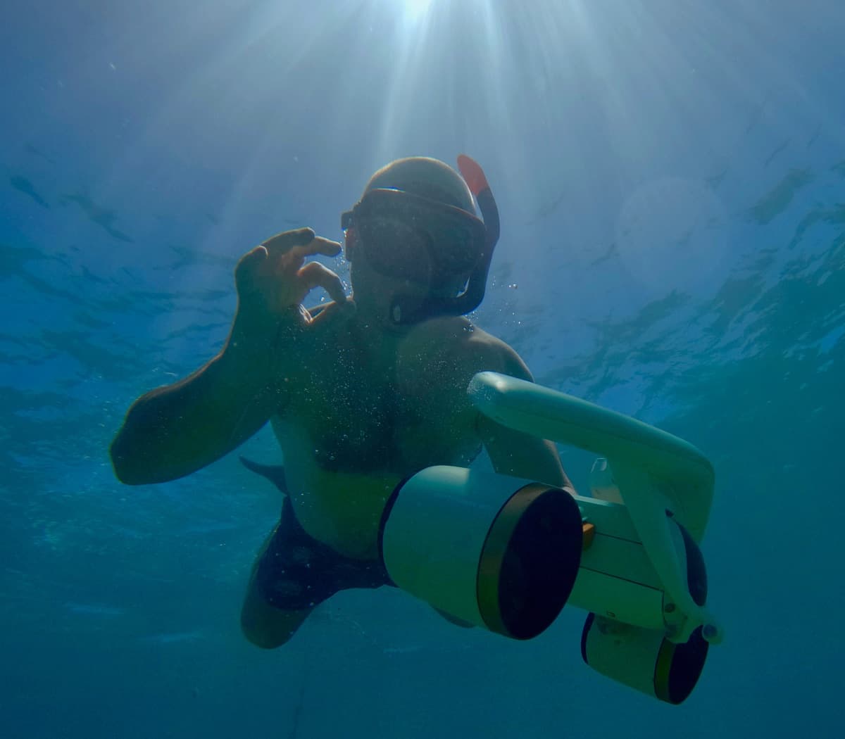 Exploring underwater with a sea scooter